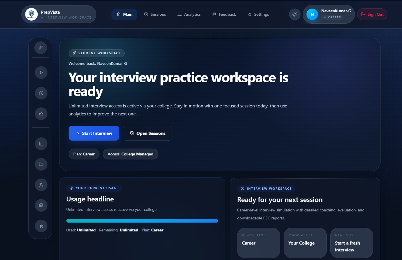 Student Dashboard Screenshot